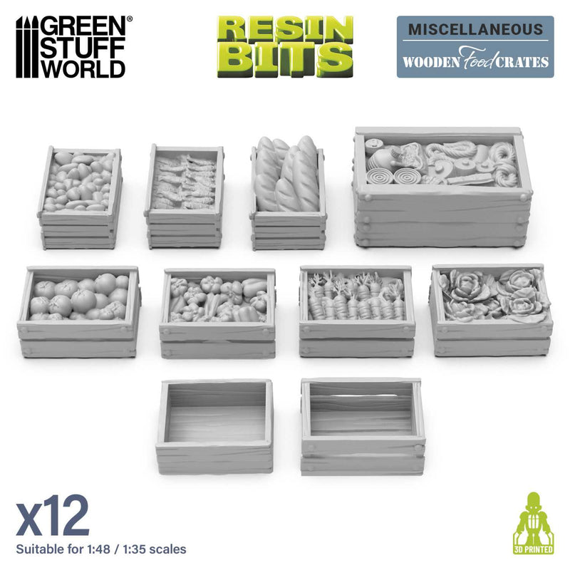 Green Stuff World: 3D Printed Set - Wooden Food Crates 1:48 Model Tools & Glue Green Stuff World