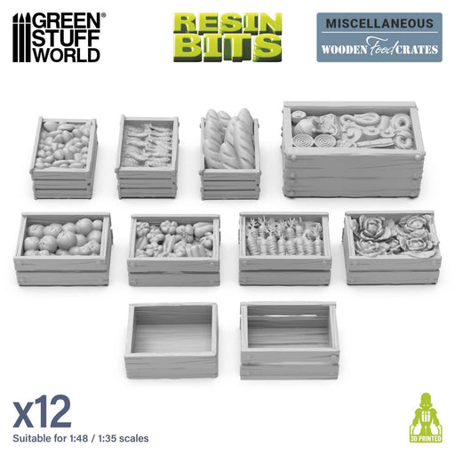 Green Stuff World: 3D Printed Set - Wooden Food Crates 1:48 Model Tools & Glue Green Stuff World