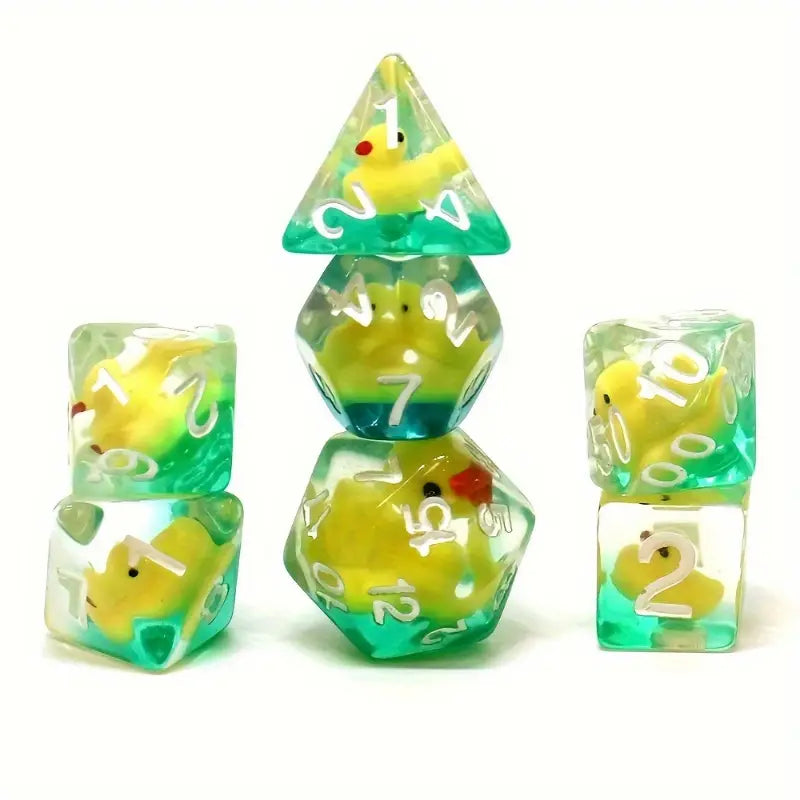 Seriously Good Dice: Animal Collection 7 Die Set "Yellow Duck on Water" Dice & Gaming Accessories Taps Imports