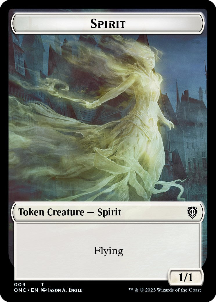 Human // Spirit Double-Sided Token [Tokens] Phyrexia: All Will Be One Commander Tokens MTG Single Magic: The Gathering