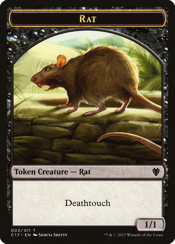 Cat Warrior (008) // Rat (003) Double-Sided Token [Tokens] Commander 2017 Tokens MTG Single Magic: The Gathering