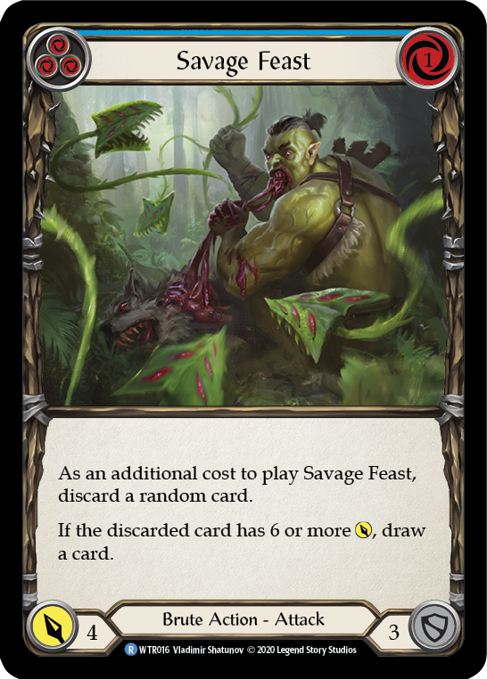 Savage Feast (Blue) [WTR016] Unlimited Edition Rainbow Foil Flesh And Blood Single Flesh And Blood   