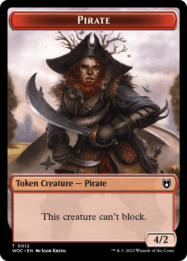 Pirate // Human Double-Sided Token [Tokens] Wilds of Eldraine Commander Tokens MTG Single Magic: The Gathering