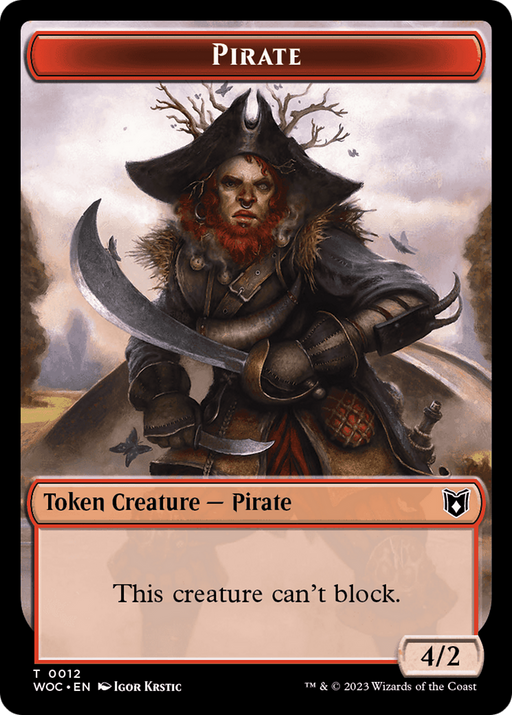 Pirate // Human Double-Sided Token [Tokens] Wilds of Eldraine Commander Tokens MTG Single Magic: The Gathering