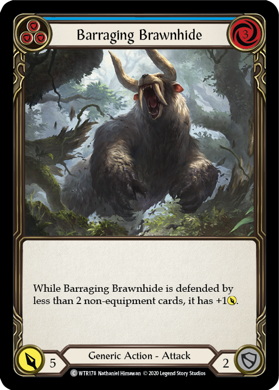 Barraging Brawnhide (Blue) [WTR178] Unlimited Edition Rainbow Foil Flesh And Blood Single Flesh And Blood   
