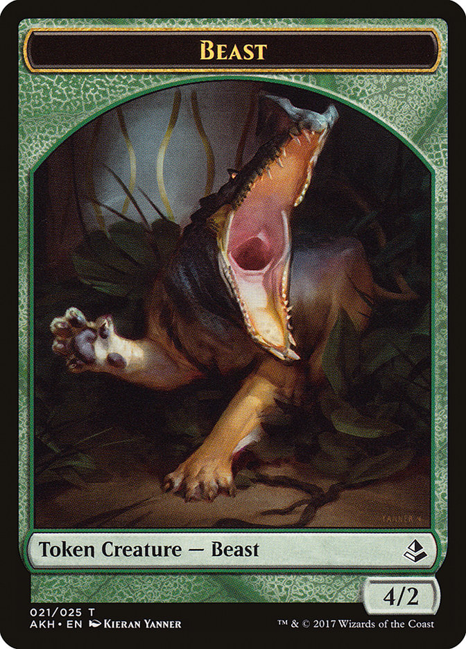 Oketra's Attendant // Beast Double-Sided Token [Tokens] Amonkhet Tokens MTG Single Magic: The Gathering