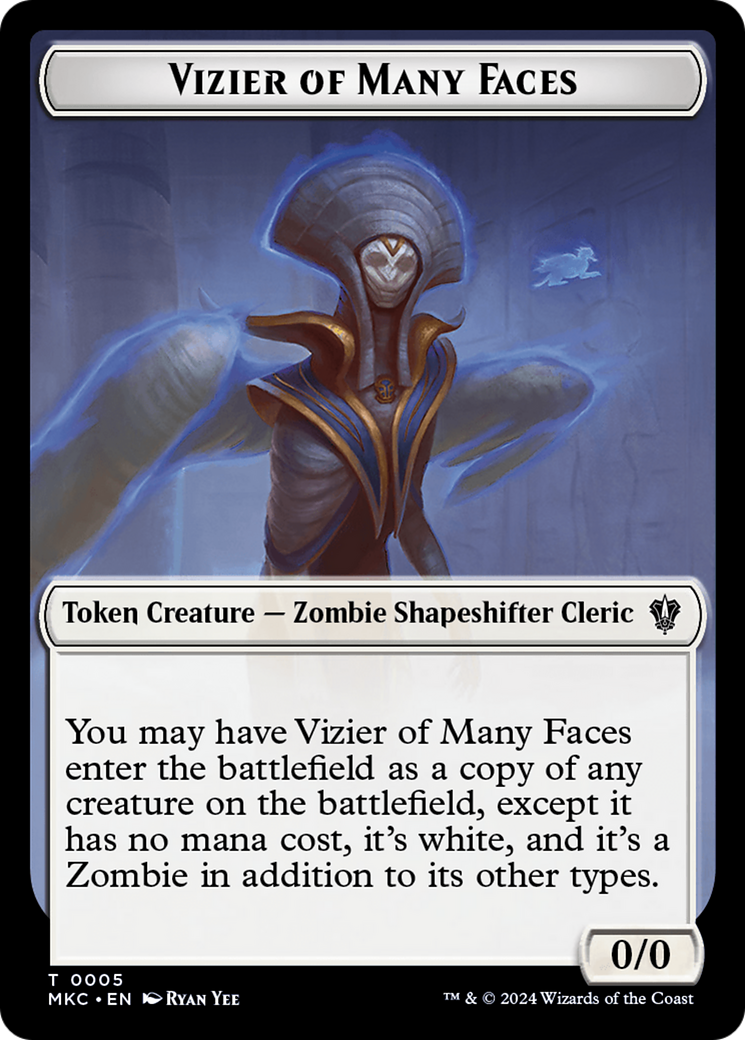 Vizier of Many Faces // Zombie Double-Sided Token [Tokens] Murders at Karlov Manor Commander Tokens MTG Single Magic: The Gathering