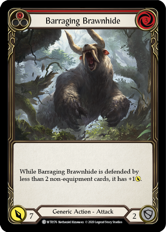 Barraging Brawnhide (Red) [WTR176] Unlimited Edition Rainbow Foil Flesh And Blood Single Flesh And Blood   