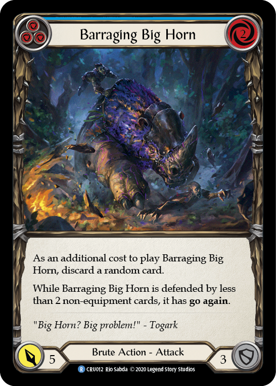 Barraging Big Horn (Blue) [CRU012] 1st Edition Rainbow Foil Flesh And Blood Single Flesh And Blood   