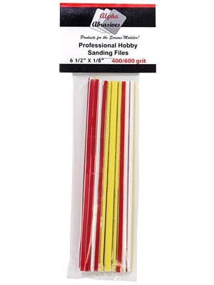 Alpha Abrasives 1/8″ Extra Fine Files in Yellow 400 Red 600 grit (12 Files) Paint, Tools and Bases PM Hansen Ltd