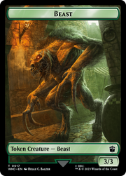 Warrior // Beast Double-Sided Token [Tokens] Doctor Who Tokens MTG Single Magic: The Gathering