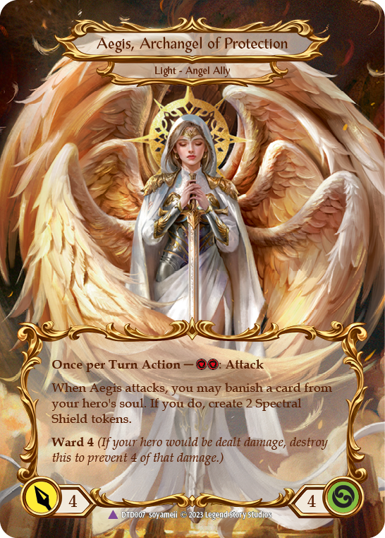 Figment of Protection // Aegis, Archangel of Protection (Marvel) [DTD007] (Dusk Till Dawn)  Cold Foil Flesh And Blood Single Flesh And Blood   