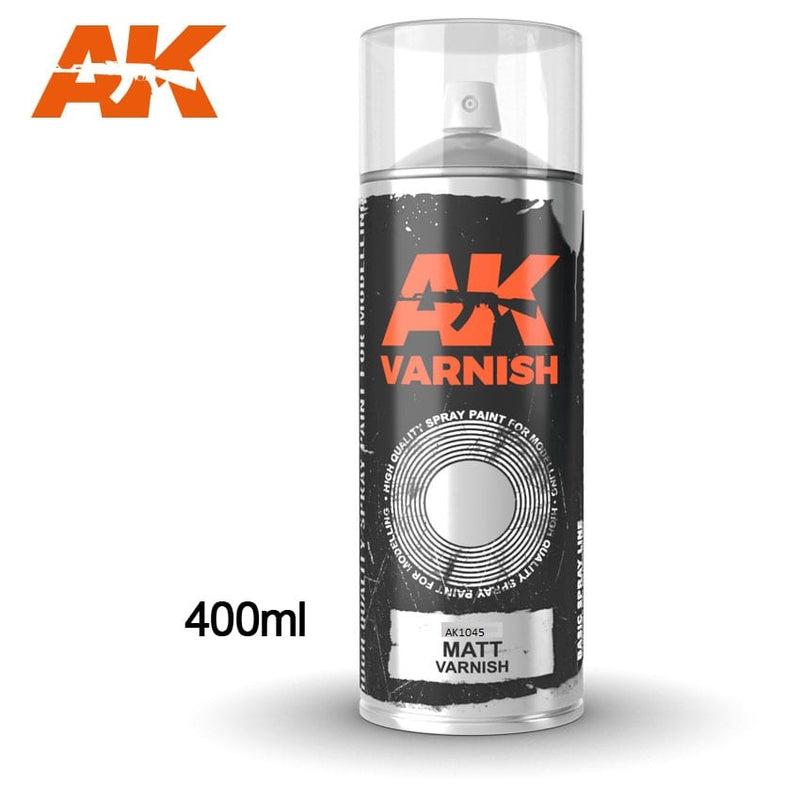 AK Interactive Matt Varnish Spray 400ML  AK INTERACTIVE Hobby Supplies & Paints Taps Games Edmonton Alberta