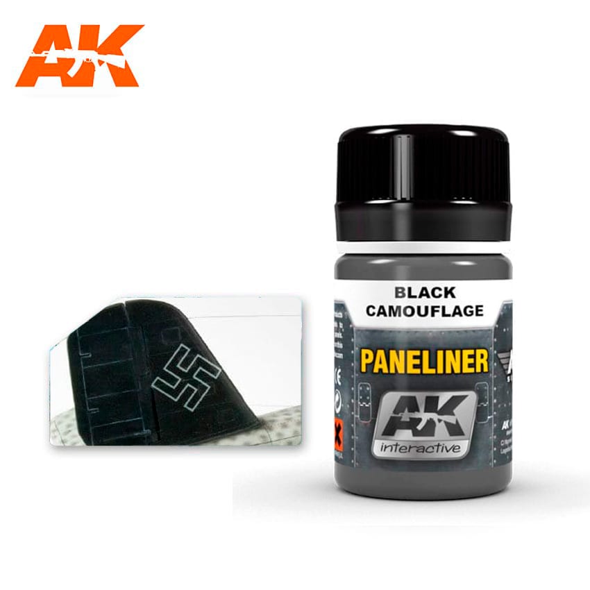 AK Interactive: Paneliner For Black Camouflage 35ml Model Paints AK INTERACTIVE