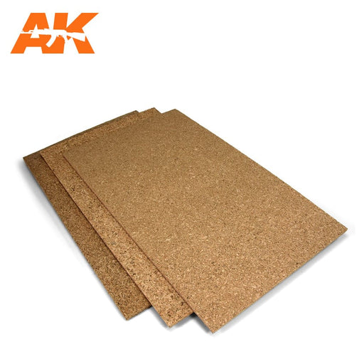 AK Interactive Cork Sheets - Fine Grained - 200 X 300 X 1-2-3mm (3 Sheets) Model Paints AK INTERACTIVE
