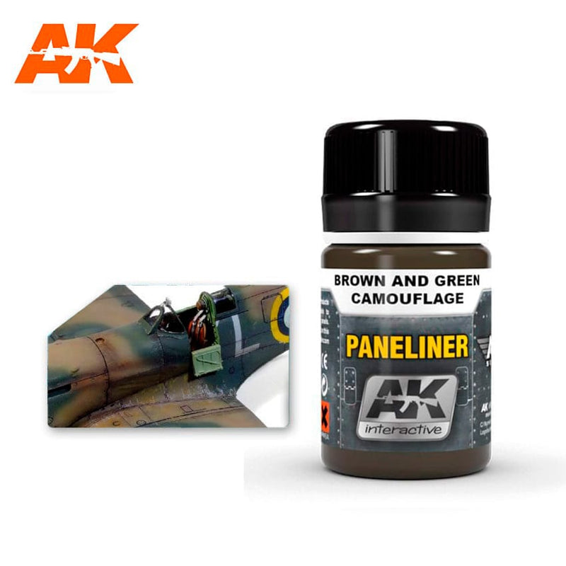 AK Interactive: Paneliner For Brown And Green Camouflage 35ml Model Paints AK INTERACTIVE