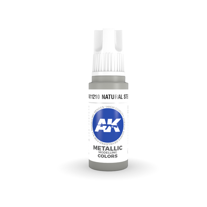 AK Interactive: 3rd Gen Acrylic Natural Steel 17ml Model Paints AK INTERACTIVE