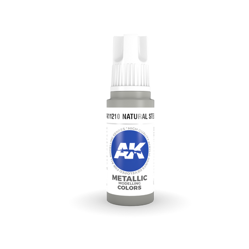 AK Interactive: 3rd Gen Acrylic Natural Steel 17ml Model Paints AK INTERACTIVE
