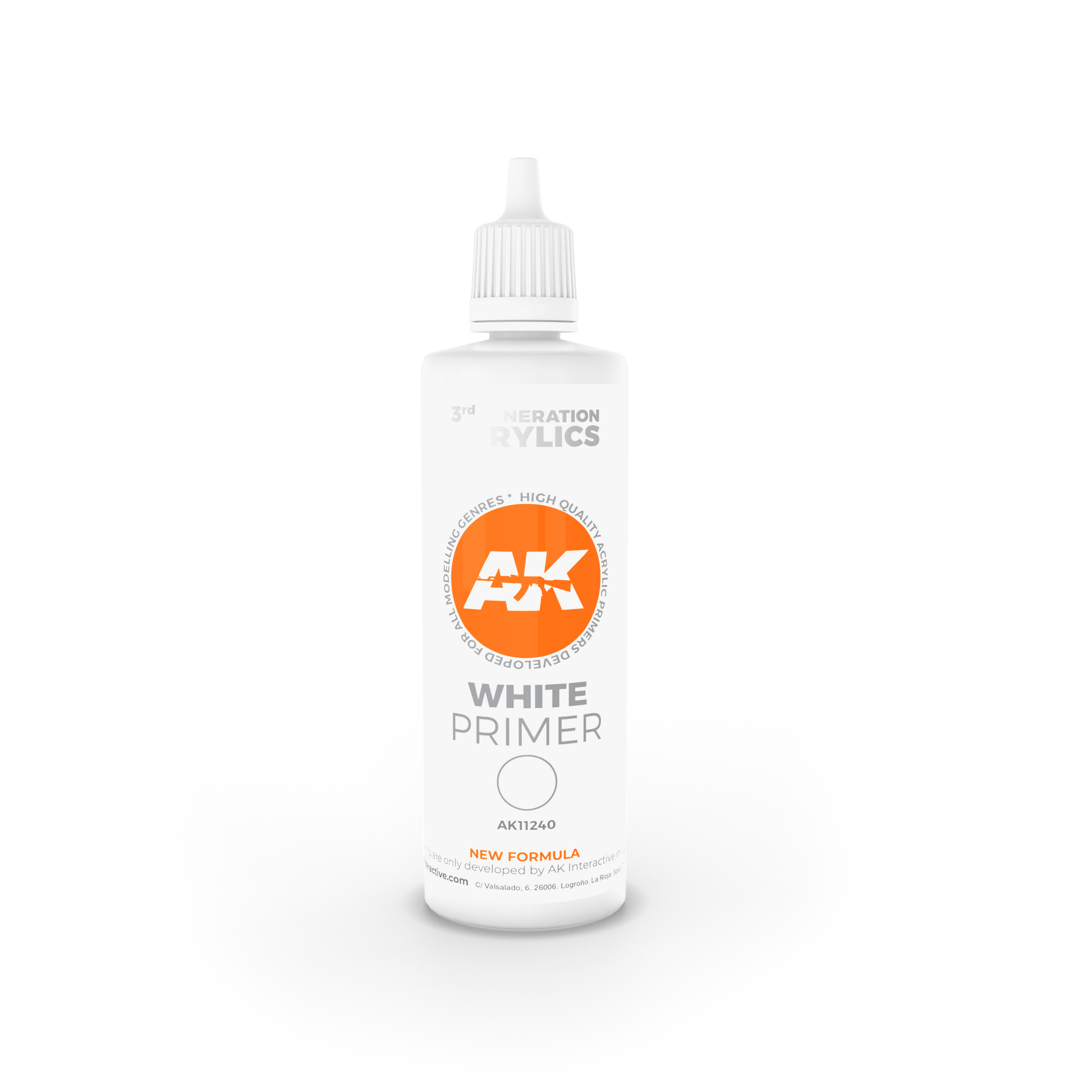 AK Interactive: 3rd Gen White Primer 100 ml Model Paints AK INTERACTIVE