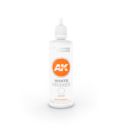AK Interactive: 3rd Gen White Primer 100 ml Model Paints AK INTERACTIVE