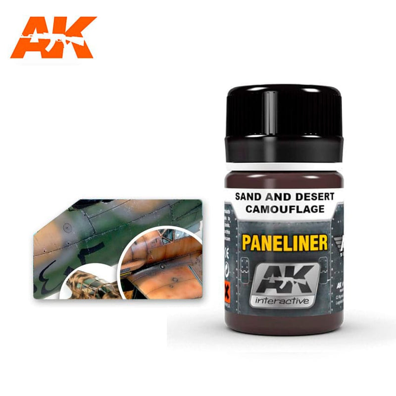 AK Interactive: Paneliner For Sand And Desert Camouflage 35ml Basing Materials AK INTERACTIVE