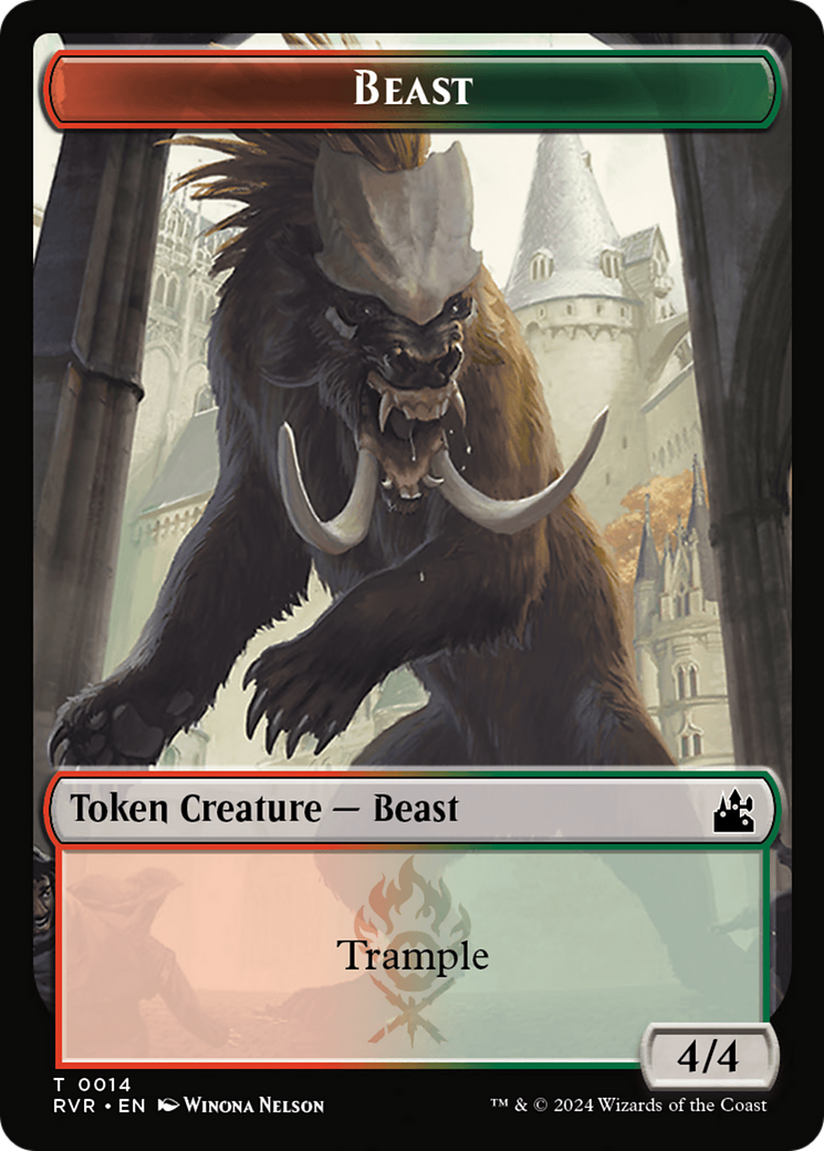 Elf Knight // Beast Double-Sided Token [Tokens] Ravnica Remastered Tokens MTG Single Magic: The Gathering