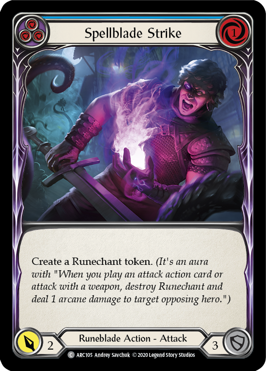 Spellblade Strike (Blue) [ARC105] Unlimited Edition Rainbow Foil Flesh And Blood Single Flesh And Blood   