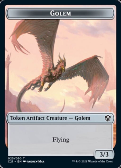 Golem (025) // Thopter Double-Sided Token [Tokens] Commander 2021 Tokens MTG Single Magic: The Gathering