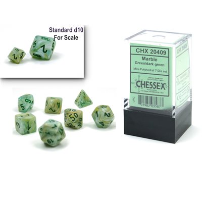 Chessex: Mini 7-Die Set Marble - Green/Dark Green Dice & Gaming Accessories Chessex