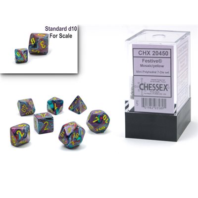 Chessex: Mini 7-Die Set Festive - Mosaic/Yellow Dice & Gaming Accessories Chessex