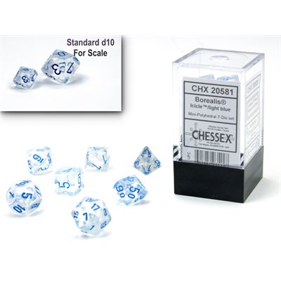 Chessex: Mini 7-Die Set Luminary Borealis - Icicle/Light Blue Dice & Gaming Accessories Chessex