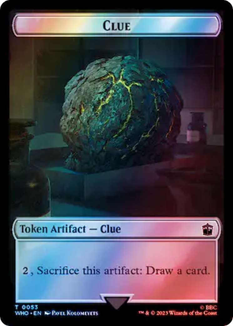 Fish // Clue (0053) Double-Sided Token (Surge Foil) [Tokens] Doctor Who Tokens MTG Single Magic: The Gathering