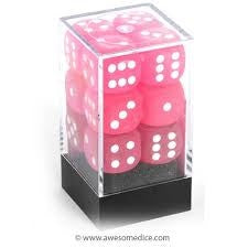 Chessex: Pink/White Frosted 12Ct D6 Dice Set 16mm Dice & Gaming Accessories Chessex