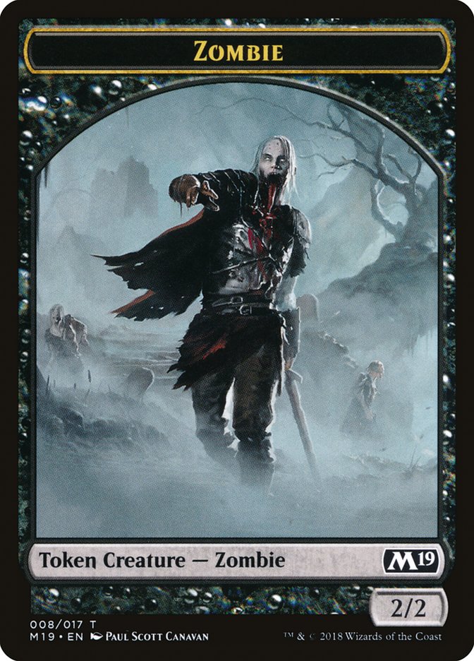 Knight // Zombie Double-Sided Token (Game Night) [Tokens] Core Set 2019 Tokens MTG Single Magic: The Gathering