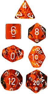 Chessex: Orange With White 7-Die Set Dice & Gaming Accessories Chessex