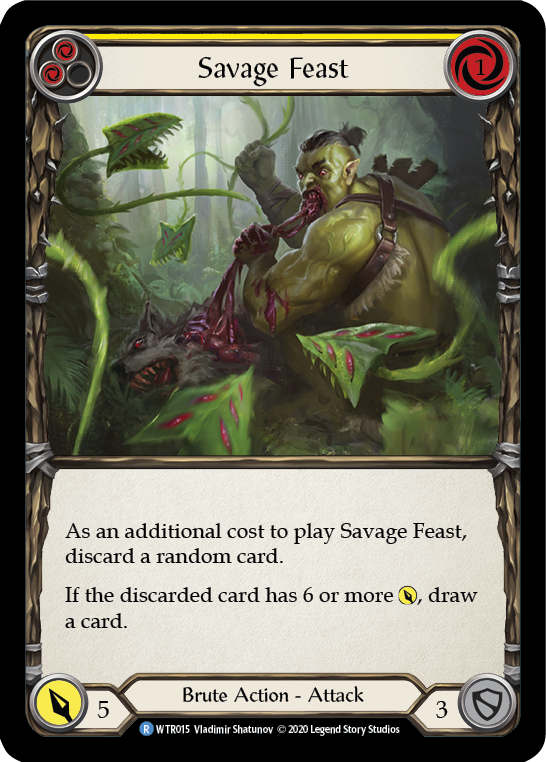 Savage Feast (Yellow) [WTR015] Unlimited Edition Rainbow Foil Flesh And Blood Single Flesh And Blood   
