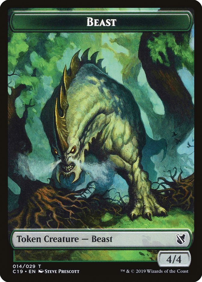 Beast (014) // Wurm Double-Sided Token [Tokens] Commander 2019 Tokens MTG Single Magic: The Gathering