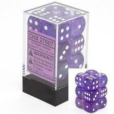 Chessex: 12Ct D6 Dice Set Translucent - Purple/White (16mm) Dice & Gaming Accessories Chessex