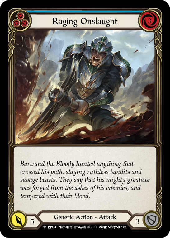 Raging Onslaught (Blue) [WTR190-C] Alpha Print Rainbow Foil Flesh And Blood Single Flesh And Blood   