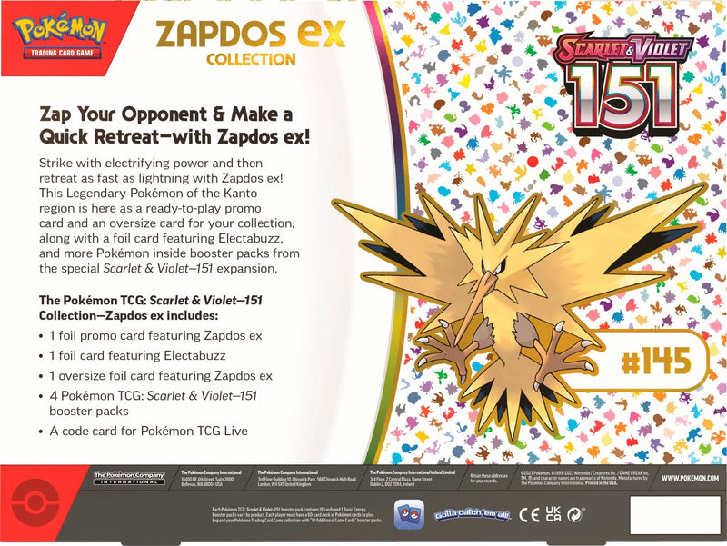 Pokémon Scarlet and Violet: 151 - Zapdos ex Collection Pokemon Sealed Pokémon