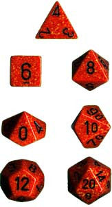Chessex: Fire Speckled 7-Die Set Dice & Gaming Accessories Chessex