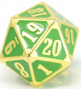 Die Hard Dice: Shiny Gold W/ Emerald D20 Roll Down Counter (Metal) Dice & Gaming Accessories Die Hard Dice