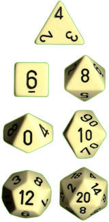 Chessex: 7-Die Set Opaque - Ivory/Black Dice & Gaming Accessories Chessex