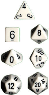 Chessex: 7-Die Set Opaque - White/Black Dice & Gaming Accessories Chessex