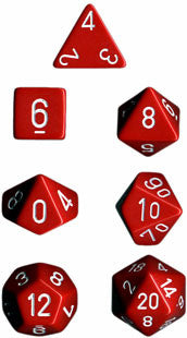 Polyhedral 7-Die Set: Opaque: Red/White CHX25404  Chessex Dice Taps Games Edmonton Alberta