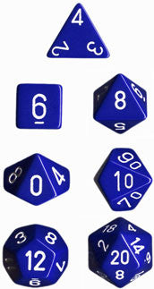 Chessex: 7-Die Set Opaque - Blue/White Dice & Gaming Accessories Chessex