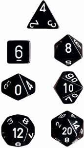 Chessex: 7-Die Set Opaque - Black/White Dice & Gaming Accessories Chessex