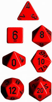 Polyhedral 7-Die Set: Opaque: Red/Black CHX25414  Chessex Dice Taps Games Edmonton Alberta