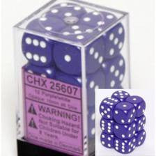 Chessex: Purple/White Opaque 12Ct D6 Dice Set: 16mm Dice & Gaming Accessories Chessex