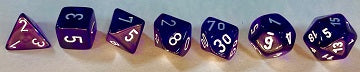 Chessex: Purple/White Translucent 7-Die Set Dice & Gaming Accessories Chessex